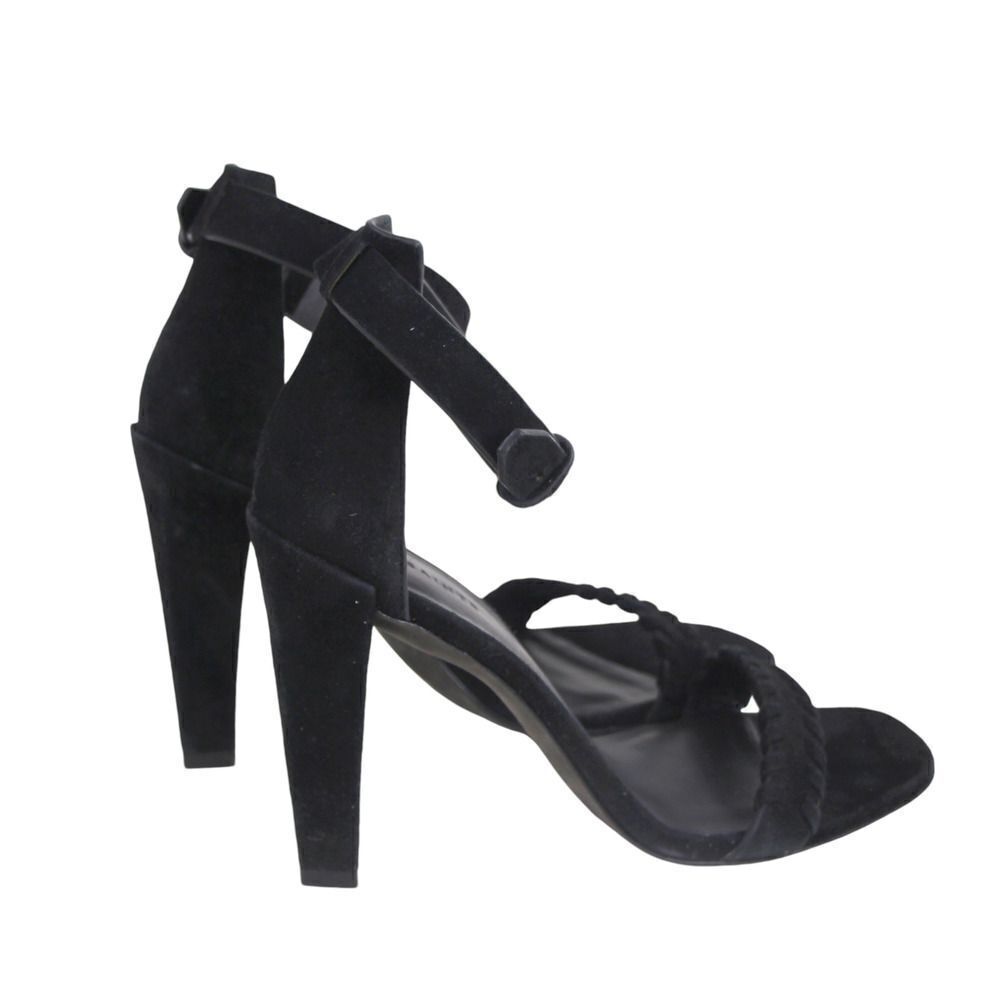 AllSaints BLACK GENUINE LEATHER SUEDE HIGH HEEL OPEN TOE STRAPPY SANDALS Sz 40 - Picture 6 of 11